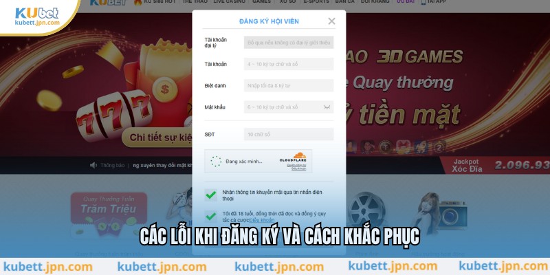 Các lỗi khi đăng ký và cách khắc phục